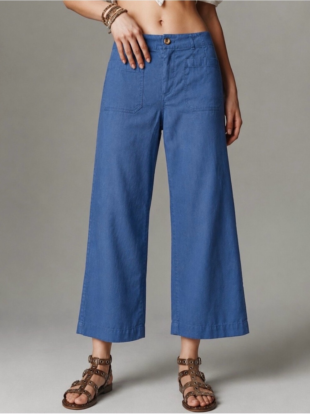 Anthropologie Wide-Leg Crop Pants in Denim Blue